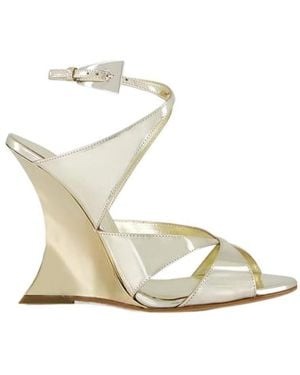Paris Texas Round Toe Wedge Sandals - Metallic
