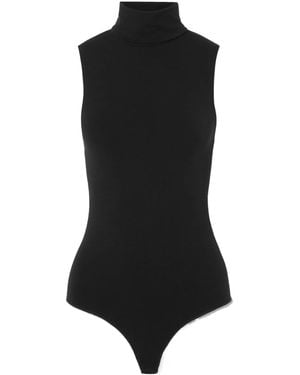 Wolford Stretch Modal-Blend Turtleneck Thong Bodysuit - Black