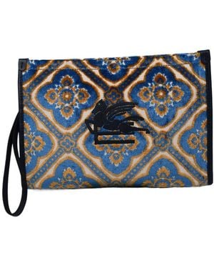 Etro Large Jacquard Pouch - Blue