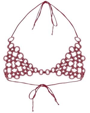 Oséree Circular Detail Bralette Top - Red