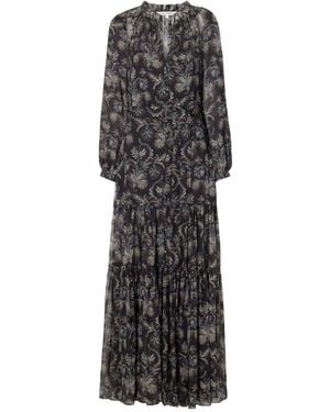 Veronica Beard Paisley-Print Silk-Georgette Maxi Dress - Black