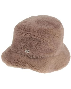 Ganni Solid-Color Short Plush Fisherman Hat - Brown