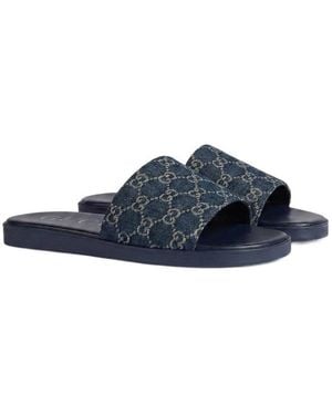 Gucci Gg Monogram Slides - Blue