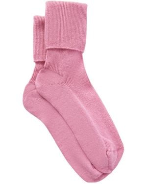 Johnstons of Elgin Ribbed Cashmere-Blend Socks - Pink