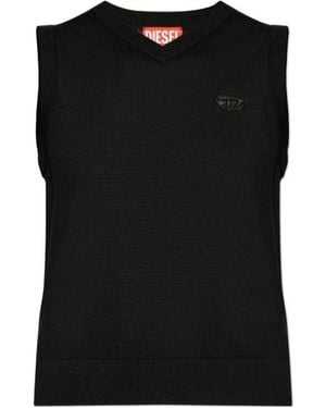 DIESEL M-Aligea V-Neck Knitted Vest - Black