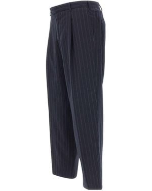 Pt Pantaloni Quindici Pinstripe-Pattern Pants - Blue
