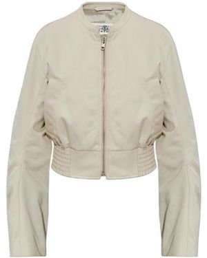 MM6 by Maison Margiela Zip-Up Cropped Bomber Jacket - Natural