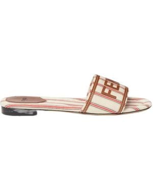 Fendi Sunshine Pequin Logo Slide Sandals - Pink