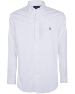 Polo Ralph Lauren Curved Hem Pony Embroidered Oxford Shirt - White