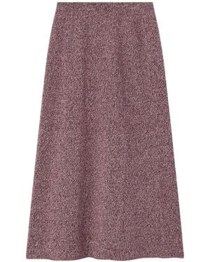 The Elder Statesman Marl Cashmere Midi Skirt - Purple