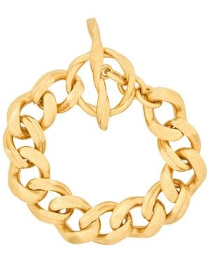 Saint Laurent Logo Engraved Chain Bracelet - Metallic