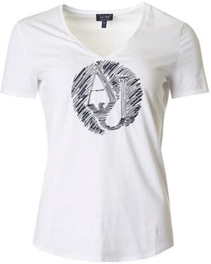 Armani Jeans Small V-Collar T-Shirt - White