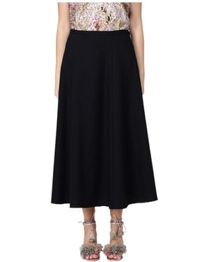 Alberta Ferretti High-Waisted Midi Skirt - Black