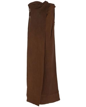 Uma Wang Draped Sleeveless Midi Dress - Brown