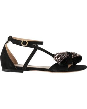 Chloé Minimalist Crystal Bow Sandals - Black