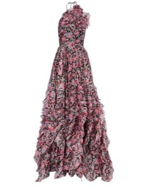 Carolina Herrera Floral Halterneck Ruffled Gown - Purple