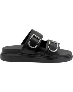 McQueen Hybrid Double Buckled Sandals - Black