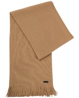 BOSS Albas Wool Logo Scarf - White