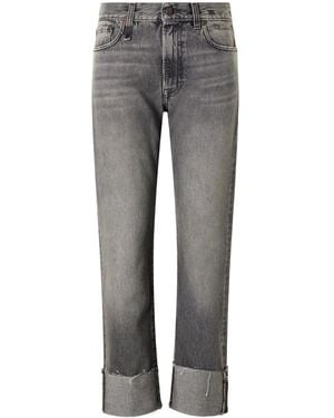 R13 Cropped Mid-Rise Flared Jeans - Gray