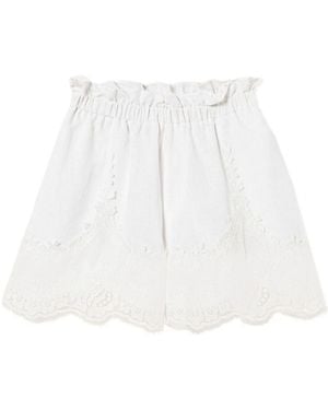 Twinset Embroidered Scalloped Hem Shorts - White