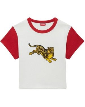 KENZO Jumping Tiger' Cropped T-Shirt - Red