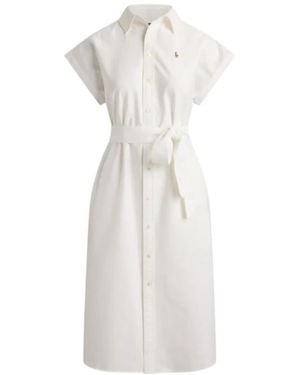 Polo Ralph Lauren Belted Shirt Midi Dress - White
