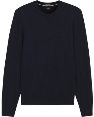 BOSS Long-Sleeved Wool Sweater - Blue