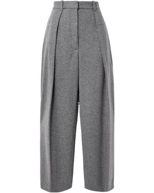 Victoria Beckham Pleated Wool And Cashmere-Blend Tapered Trousers - Grey