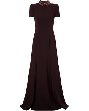 Jenny Packham Mesa Embellished Crepe Gown - Purple