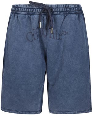 Off-White c/o Virgil Abloh Logo Printed Drawstring Shorts - Blue