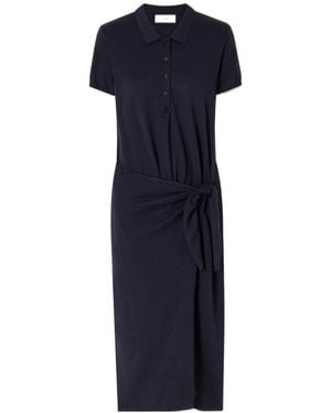 Lisa Yang Anthea Tie-Detailed Cotton And Cashmere-Blend Midi Dress - Blue