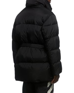 Off-White c/o Virgil Abloh Logo Printed Belted Puffer Jacket - Black