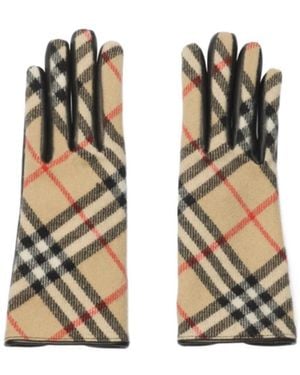 Burberry Check Wool Cashmere Gloves - Metallic