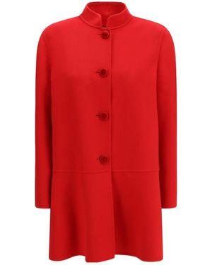 Valentino Mandarin Collar Compact Coat - Red