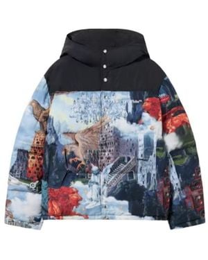 Off-White c/o Virgil Abloh Print Hooded Down Jacket - Blue