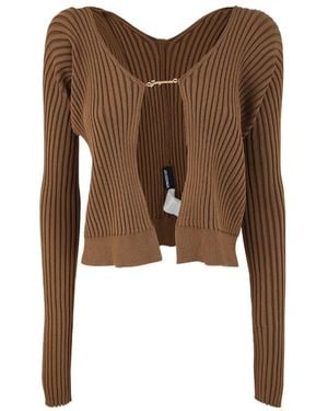 Jacquemus Logo Long-Sleeved Cardigan - Brown