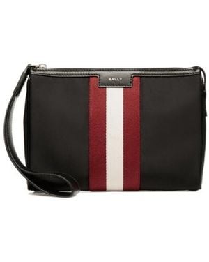 Bally Logo Printed Zipped Clutch Bag - Black
