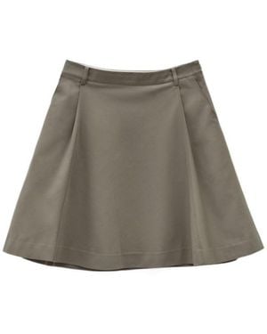 Low Classic Flared Midi Skirt - Gray