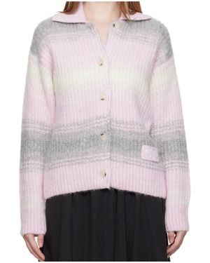 KENZO Speed Stripe' Hairy Knitted Cardigan - Pink