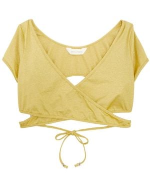 Palm Angels Wrap-Around Lurex Bikini Top - Yellow