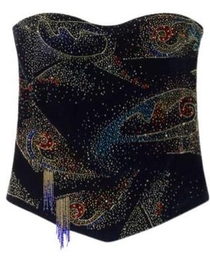 Isabel Marant Jiska Embellished Strapless Top - Blue