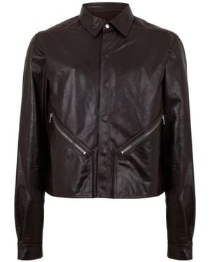 Rick Owens Alice Leather Long Sleeve Leather Jacket - Black
