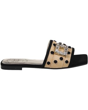 Roger Vivier Square-Toed Slippers - Black