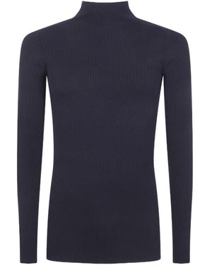 Rick Owens Ribbed High-Neck Jumper - Blue