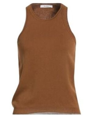 Max Mara Crew-Neck Racerback Ribbed Tank Top - Brown