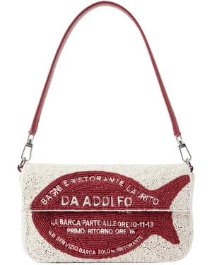 STAUD Beaded Shoulder Bag - Red