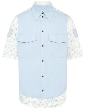 Marine Serre Moon Pattern Short-Sleeved Shirt - Blue
