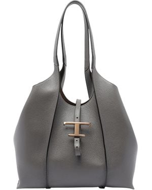 Tod's Logo Plaque Tote Bag - Grey