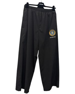 Balenciaga Logo Patch Wide-Leg Trousers - Black