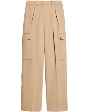 Sportmax Pleat-Detail Cargo Pants - Natural